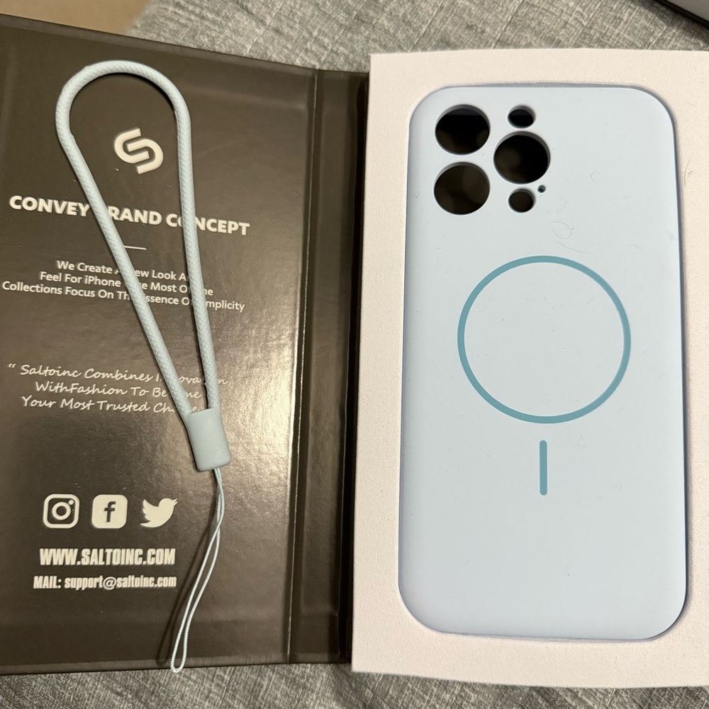 iPhone 16 ProMax Light Blue Silicone Case with MagSafe Compatibility